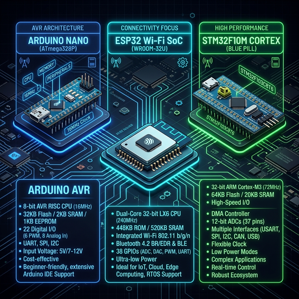 Arduino vs ESP32 vs STM32: Which Microcontroller is Best?