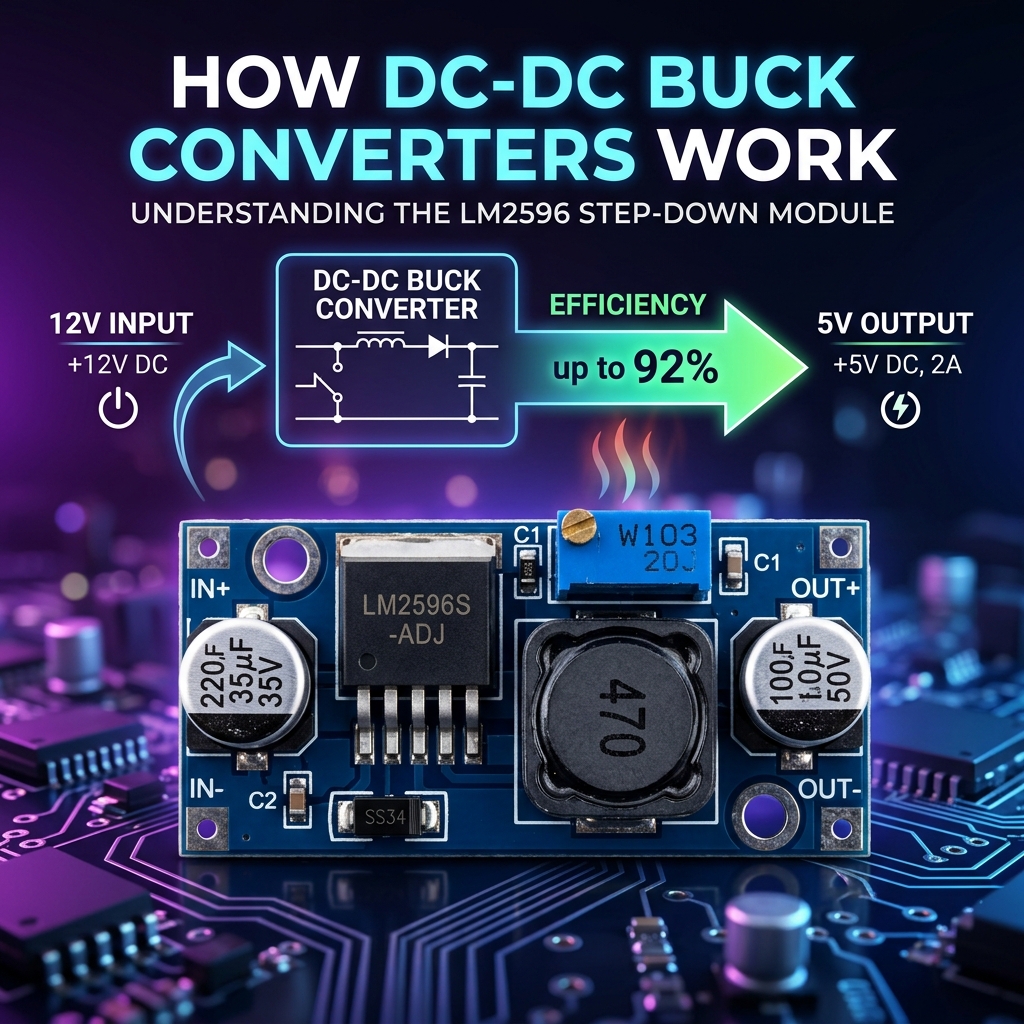 How Buck Converters Work: Switching Regulator, Efficiency & LM2596