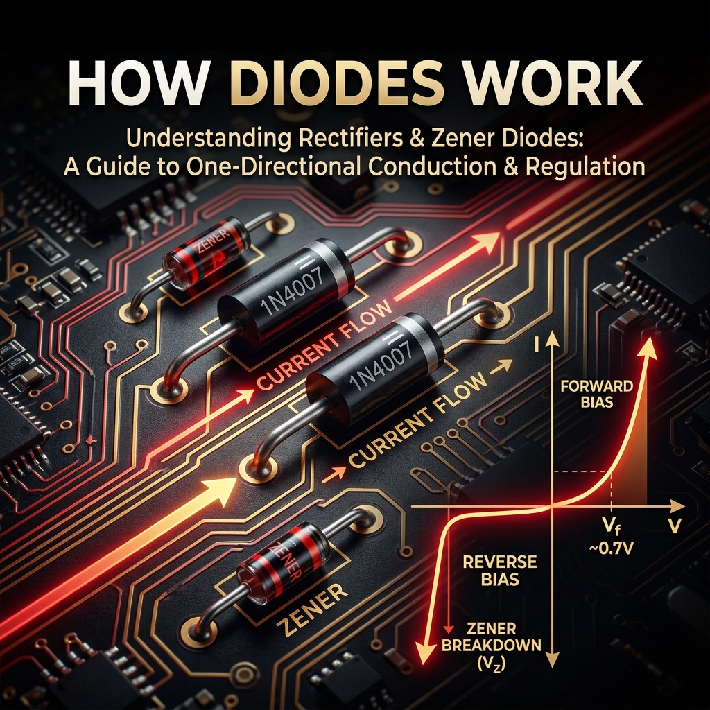 How Diodes Work: PN Junction, Forward Bias, Zener & Schottky Explained