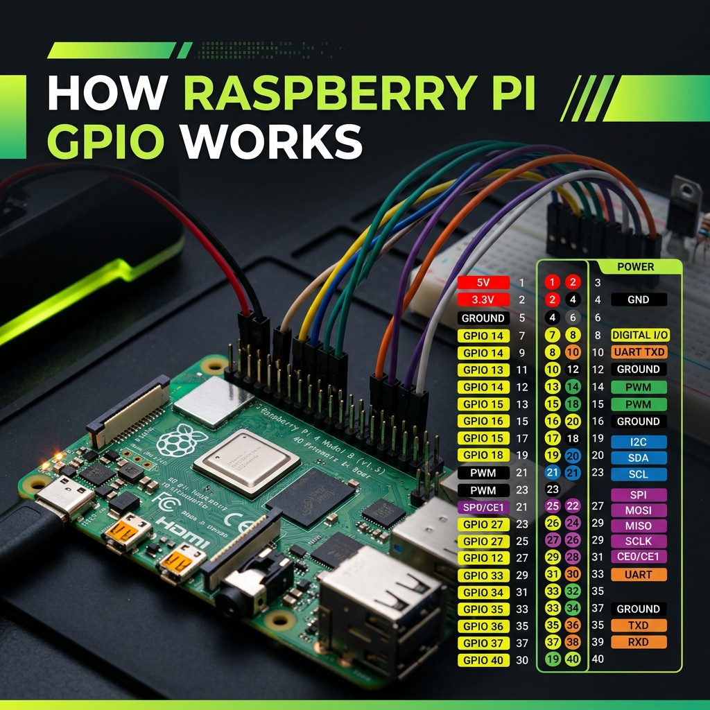 How Raspberry Pi GPIO Works: Pinout, PWM, I2C, SPI & Python Control